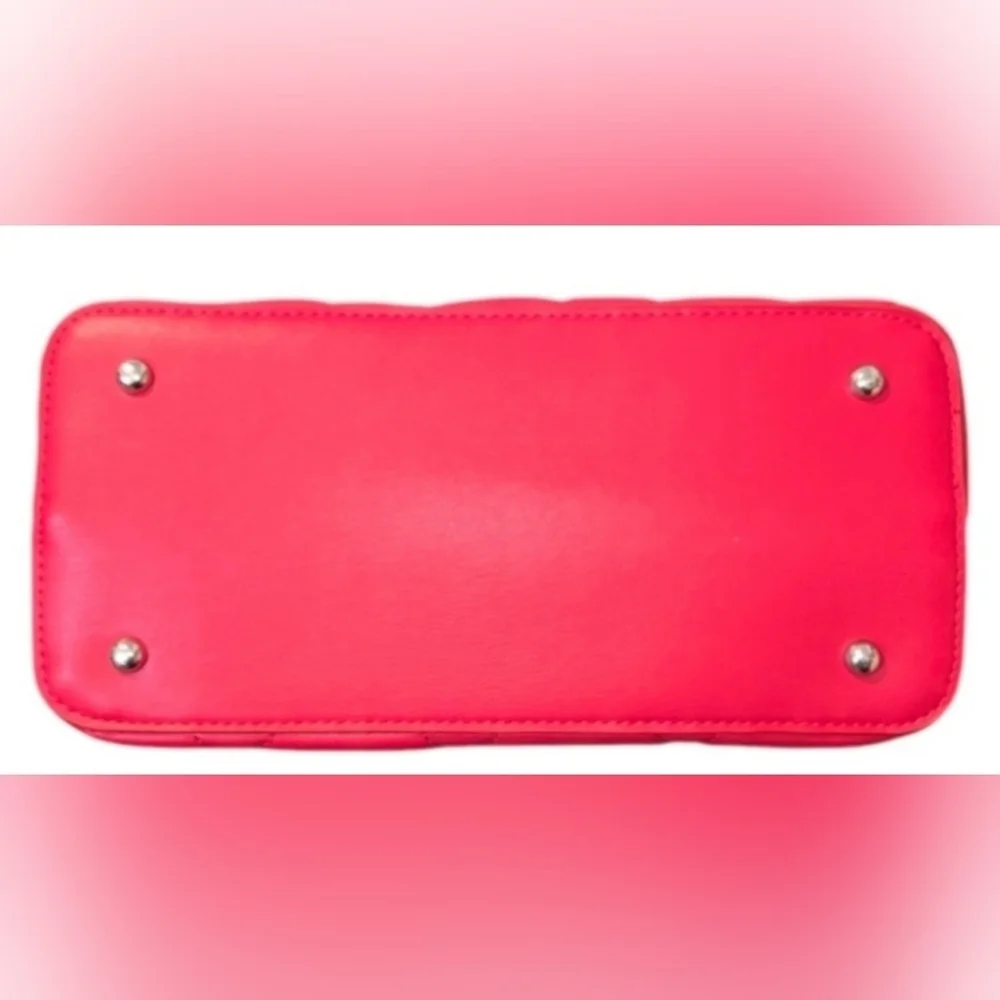 Badgley Mischka Red Quilted Satchell With Silver Accents, New!